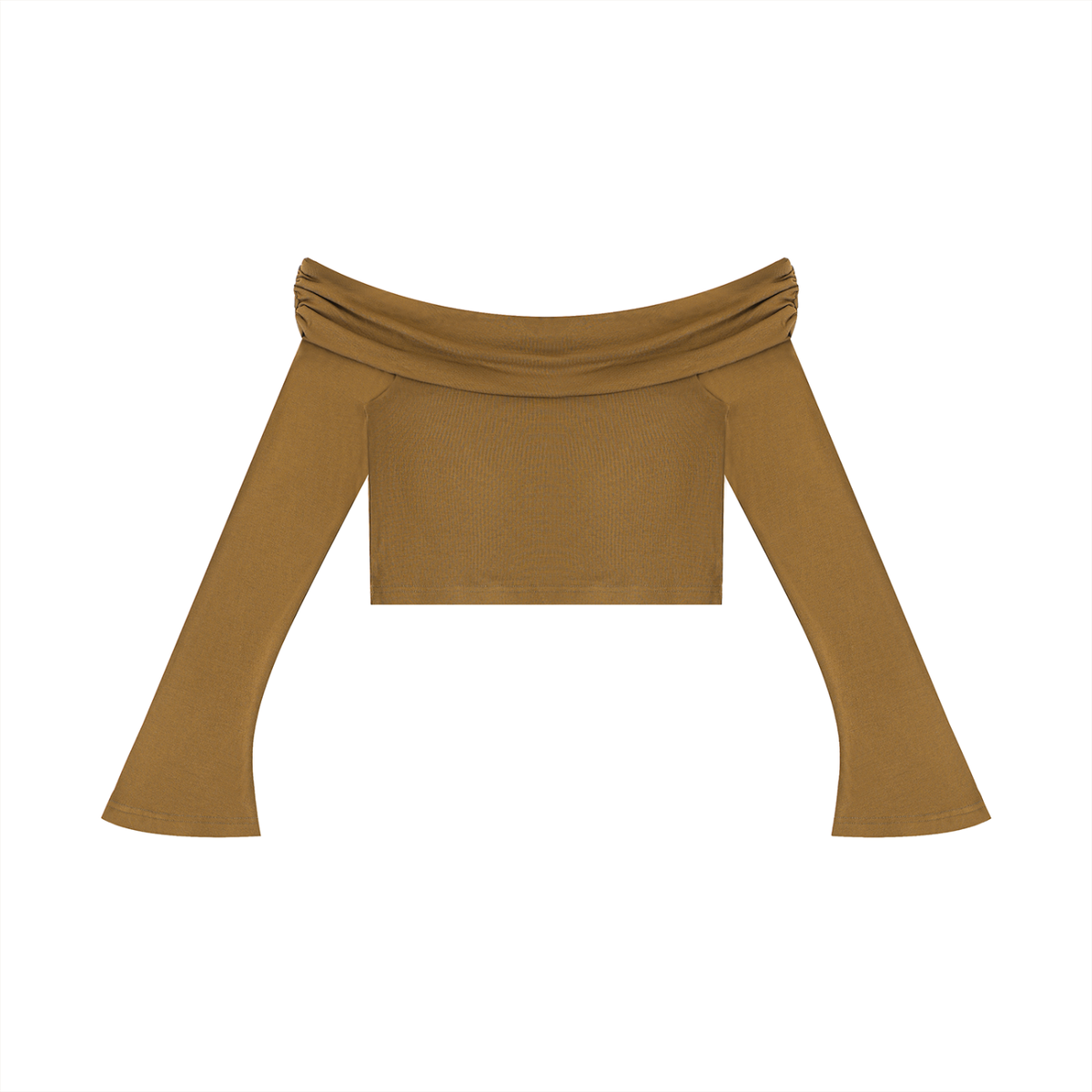 Cyber Heart Off-the-Shoulder Bell Sleeve Crop Top