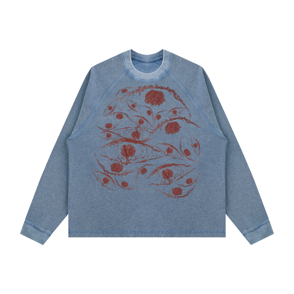 "Watchful Eyes" Vintage Boxy  Waffle Long Sleeve