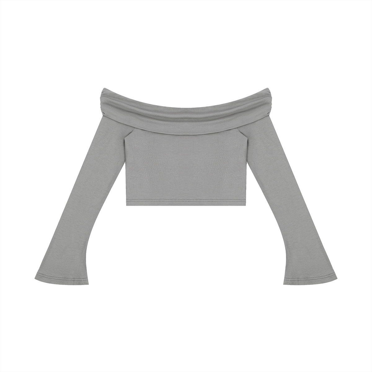 Cyber Heart Off-the-Shoulder Bell Sleeve Crop Top
