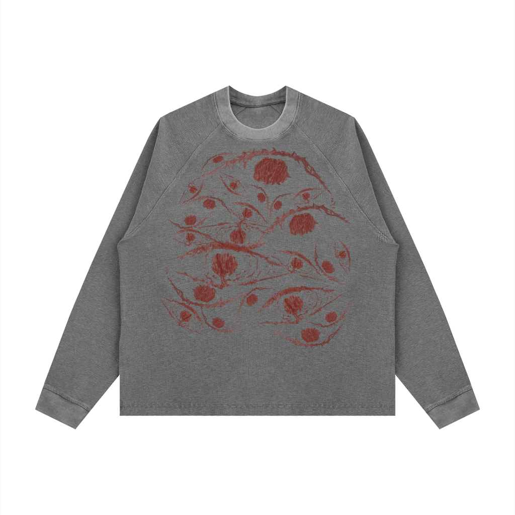 "Watchful Eyes" Vintage Boxy  Waffle Long Sleeve