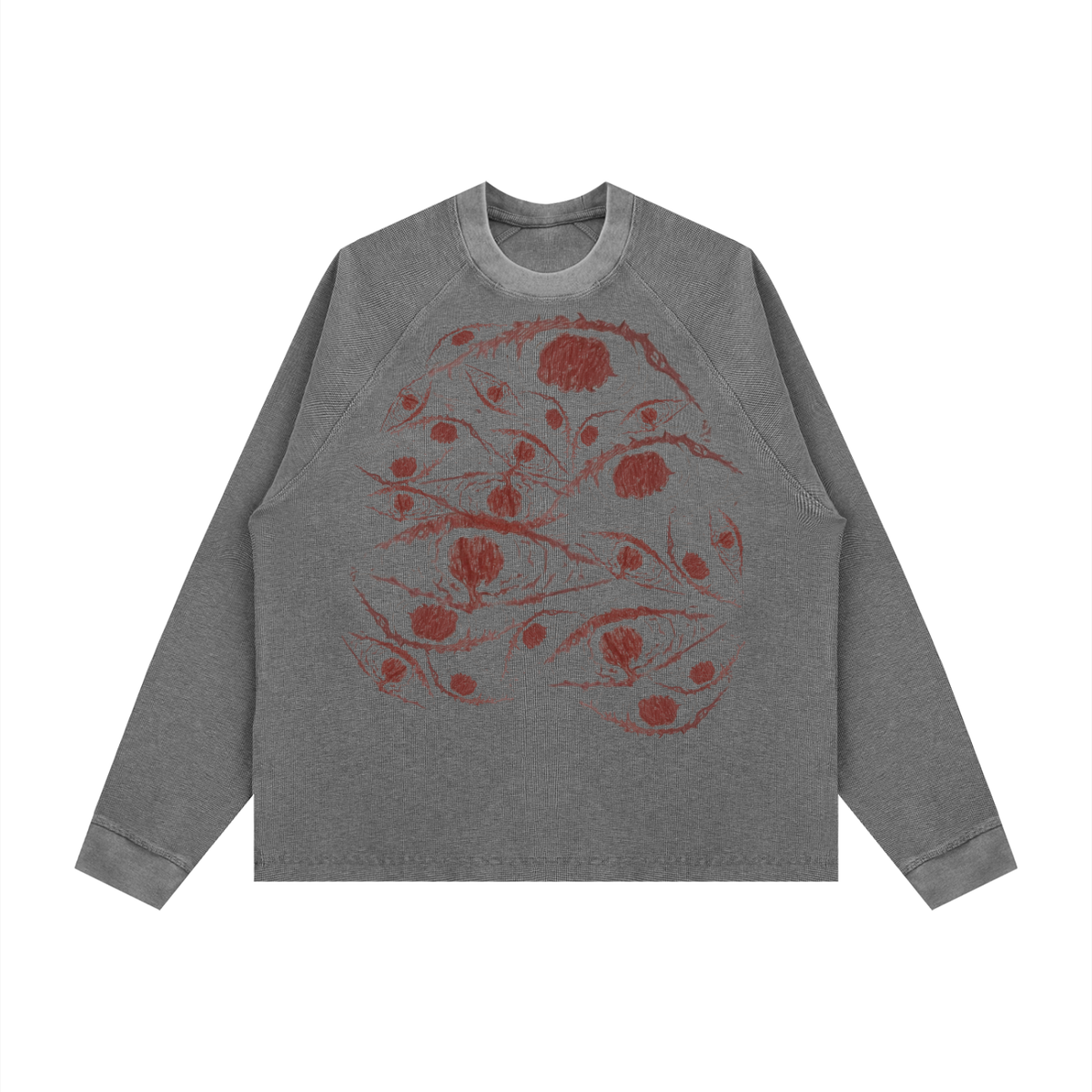 "Watchful Eyes" Vintage Boxy  Waffle Long Sleeve