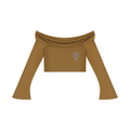 Cyber Heart Off-the-Shoulder Bell Sleeve Crop Top