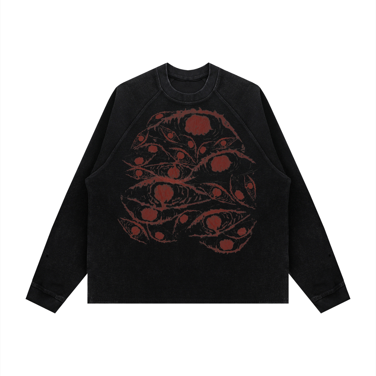 "Watchful Eyes" Vintage Boxy  Waffle Long Sleeve