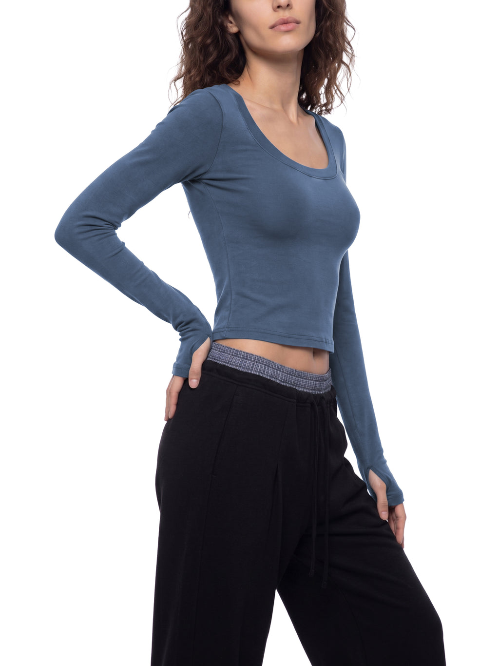 "Flying Doves" Thumb Hole Cropped Long Sleeve